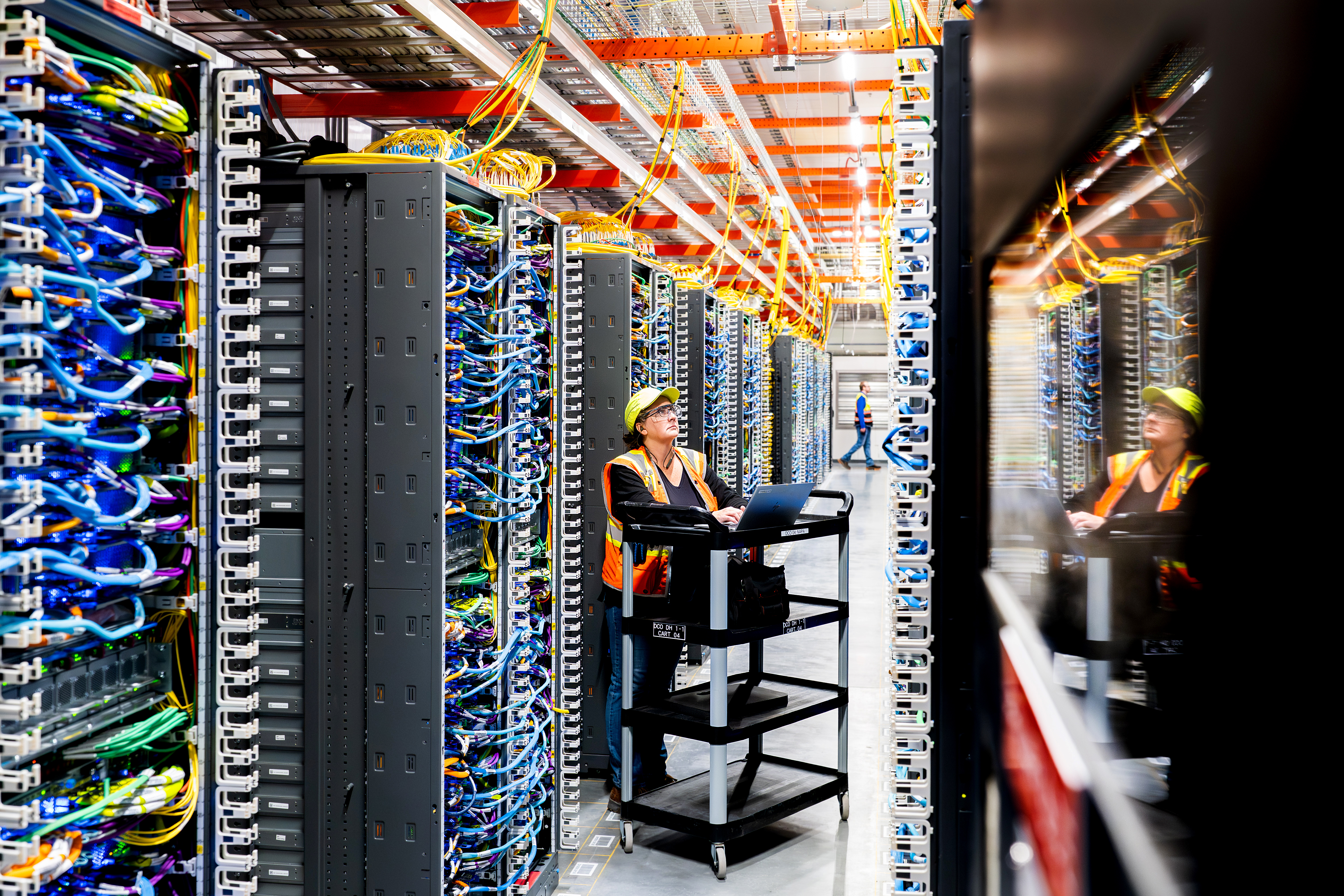 Person standing in data center
