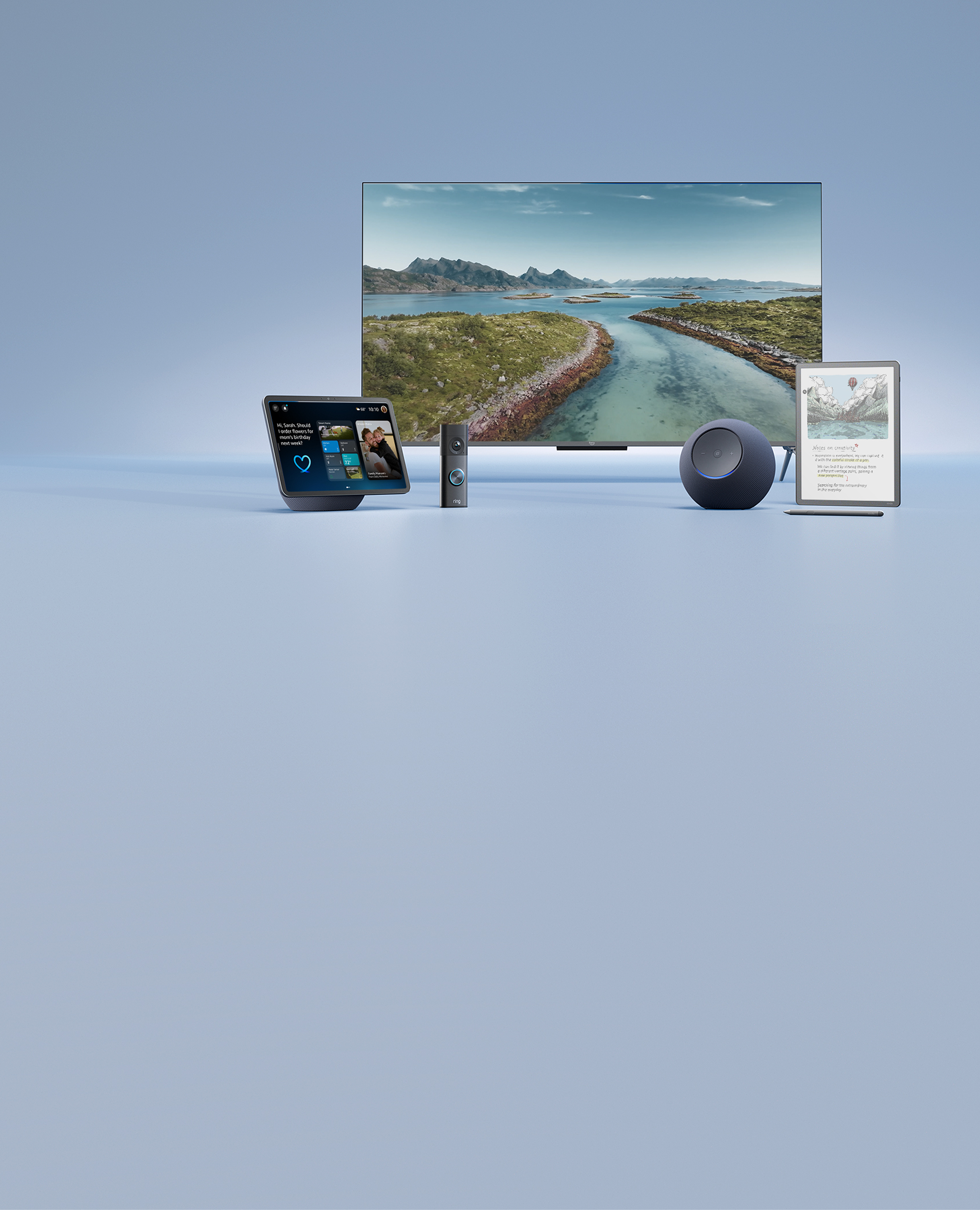 Devices are shown in front of a large screen. 