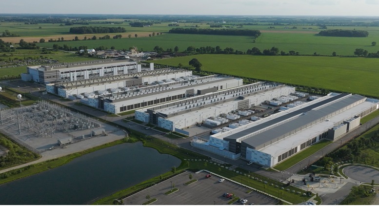 An aerial view of an Amazon data center.