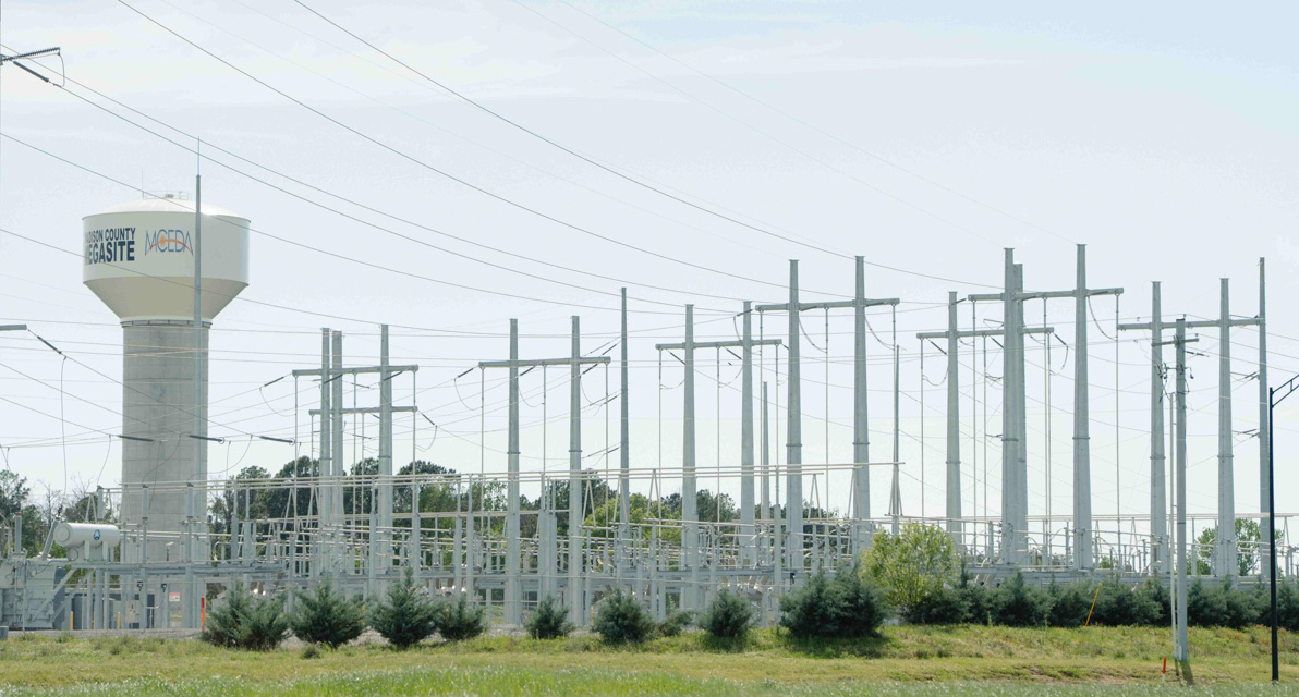 A wide view of a substation. 