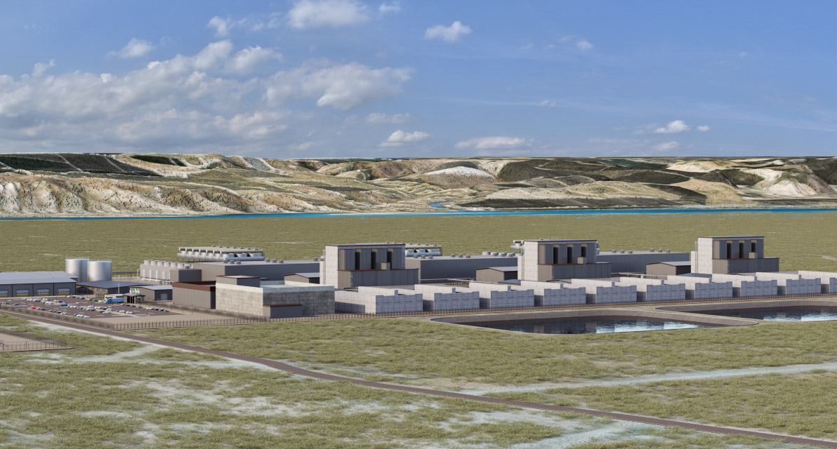 A rendering of the first small modular nuclear reactor facilities in the United States.  